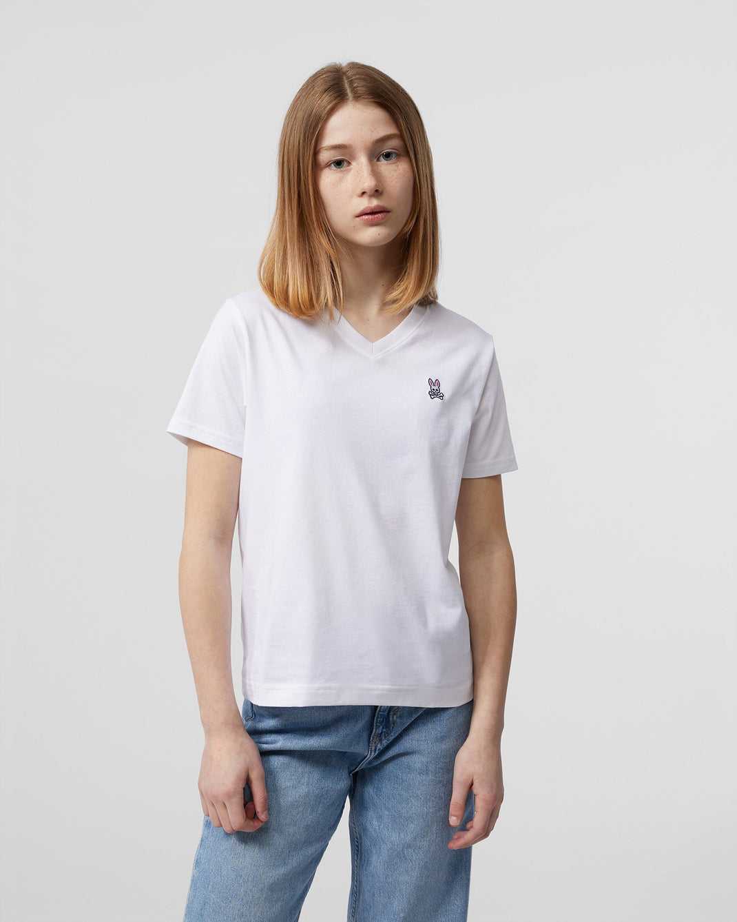 Tees Psycho Bunny Classic V Neck Tee Blanche Enfant | XPD-92124744